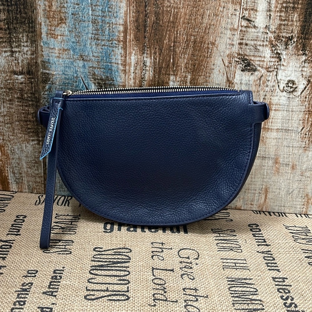 Draper James Navy half moon wristlet